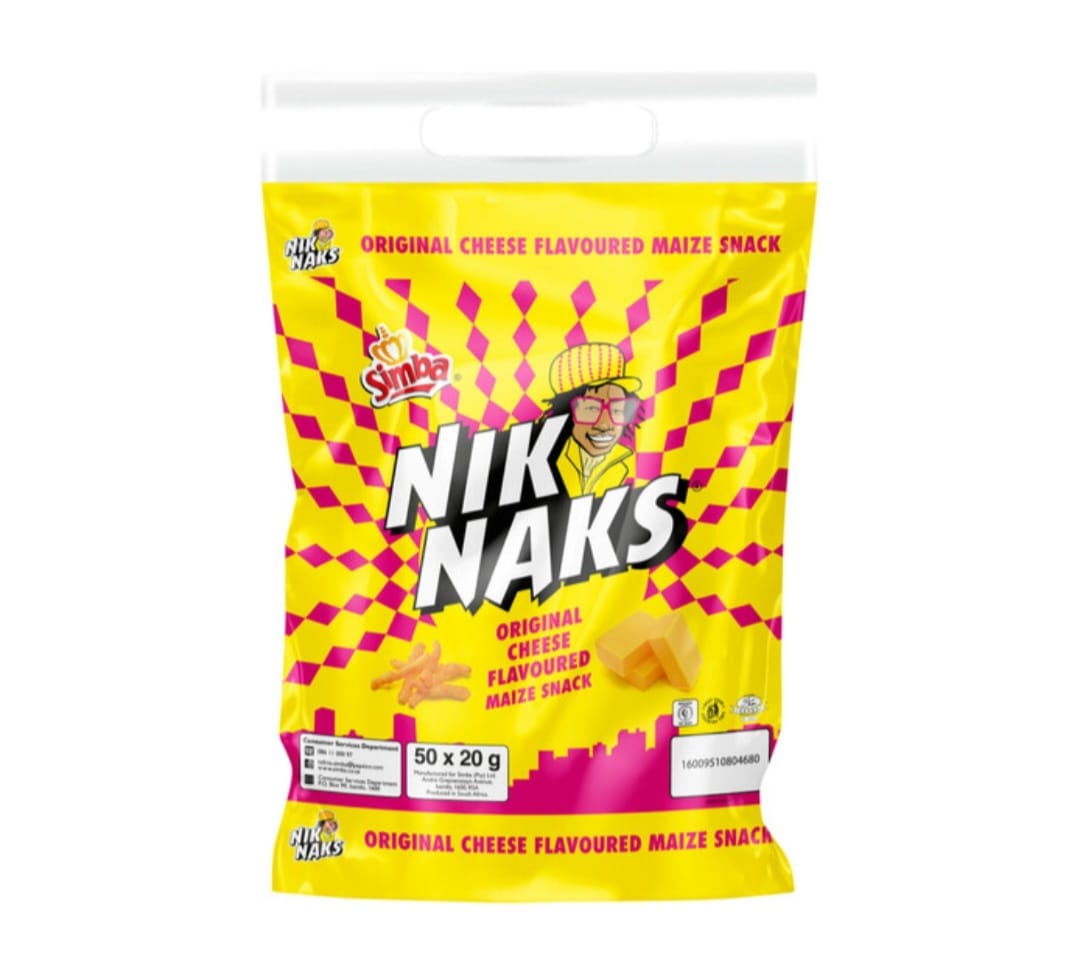 NikNaks Cheese Flavoured Maize Snack 20g – Pack of 50