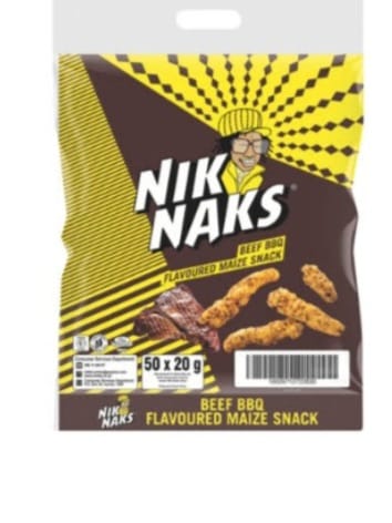 NikNaks Beef BBQ Flavoured Maize Snack 20g – Pack of 50