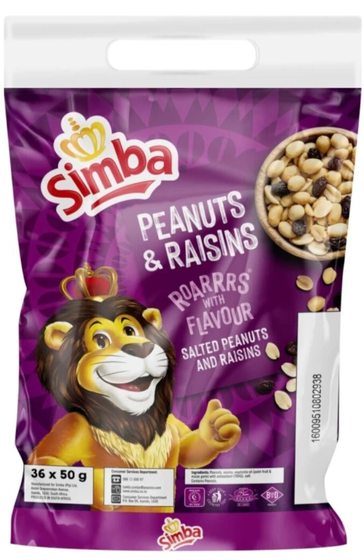 Simba Salted Peanuts & Raisins – 36 x 50 g