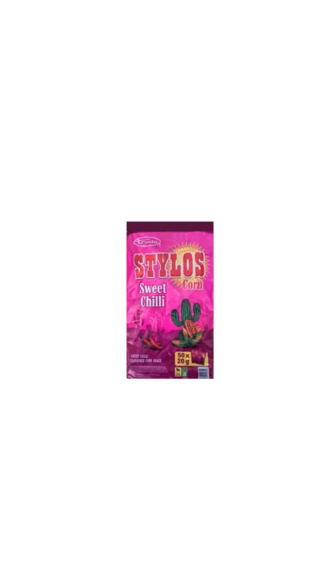 Stylos Sweet Corn Flavoured Chips 20g – Pack of 50