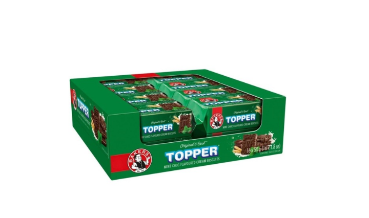 Bakers Topper Mint Choc Flavoured Biscuits Cream Filled – 50 g x 16